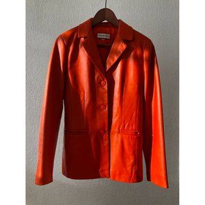 Orange Leather Blazer